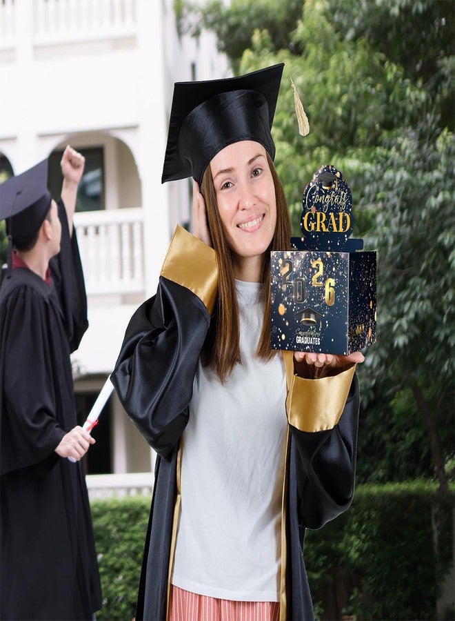 Linelglobal 2026 Graduation Box for Cash Gift, Pull Out Money Box for Boy Girl, Congrat Grad Surprise Funny Black Gold - Image 4
