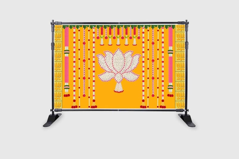 Backdropon ستارة خلفية مزخرفة بتصميم زهرة اللوتس للزينة التقليدية في البوجا، حجم 5 أقدام ارتفاع و8 أقدام عرض (5 * 8) - Image 2