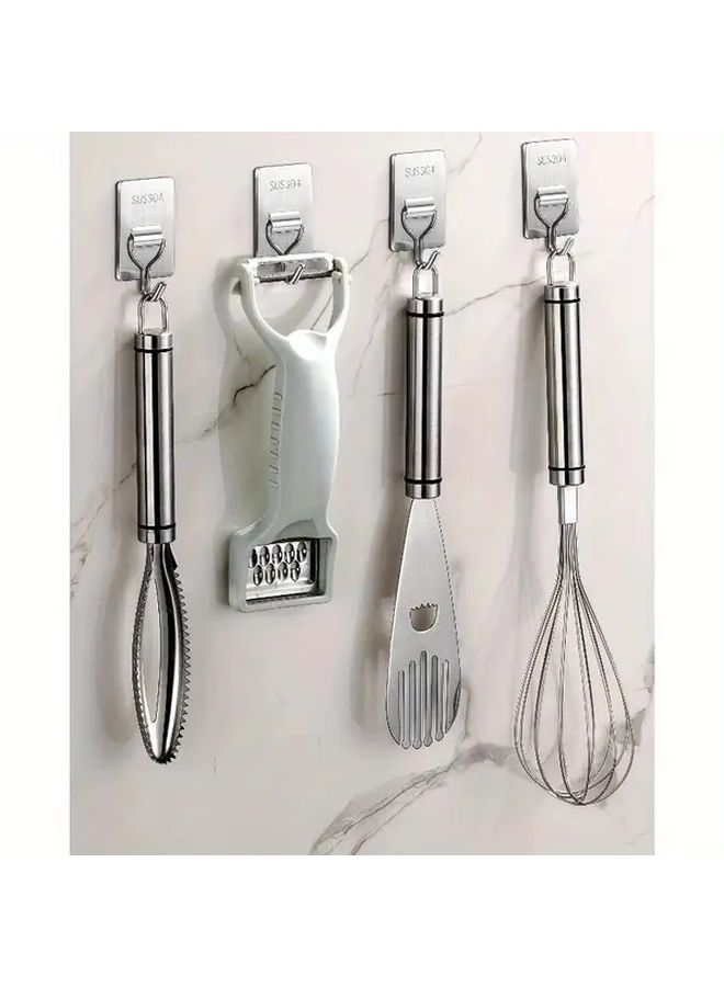 304 Stainless Steel Self Adhesive Towel Hooks Curved Design Wall Mounted Bathroom Organizer 1pc - Image 2