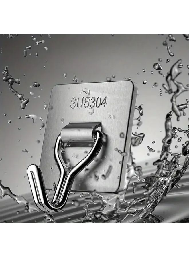 304 Stainless Steel Self Adhesive Towel Hooks Curved Design Wall Mounted Bathroom Organizer 1pc - Image 5