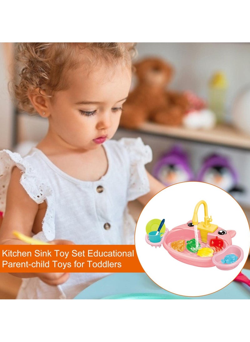 Chabeia Kids Kitchen Sink Toy – Pretend Play Sink with Working Faucet, Water Circulation & Drain, Battery not included, Educational Role-Play Set for Toddlers & Kids (Pink) - Image 5