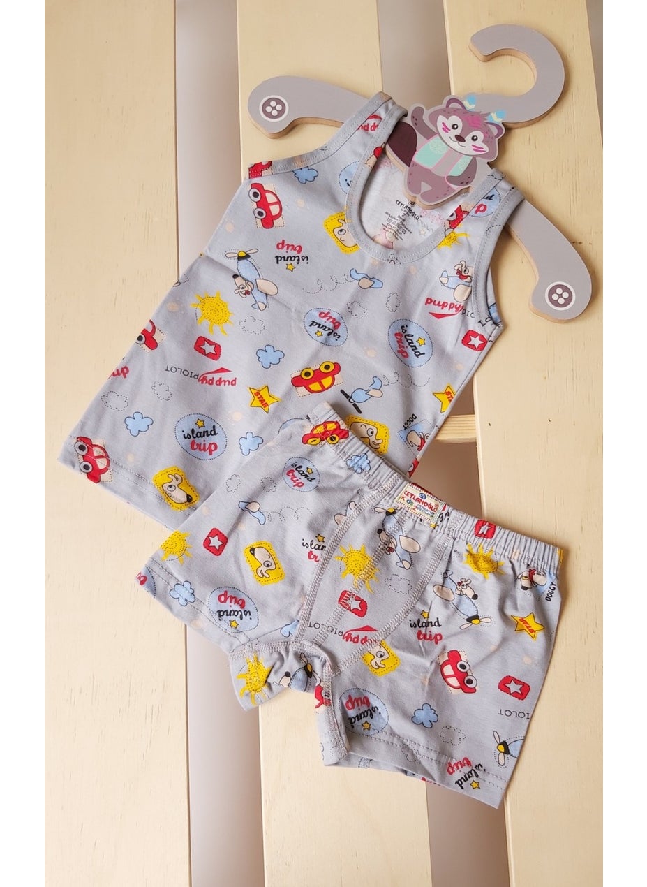 Ceylanoğlu Boy's Undershirt & Boxer 3-Piece Set  - Image 2