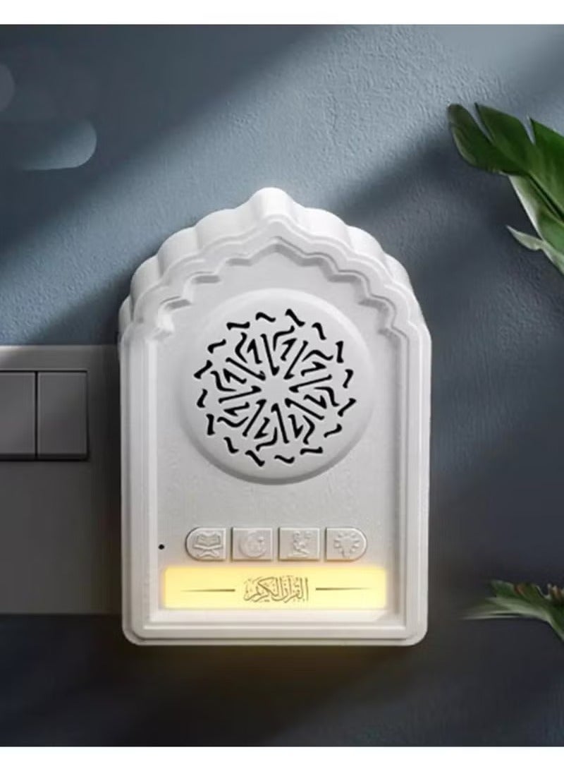 TIGER QB812 Holy Wall-Mounted Quran Speaker – SQ669 Wireless Bluetooth Islamic Audio Player with Night Light, Ruqyah, Zikir, Dua, Full Quran Playback, 24-Hour Loop, 3-Pin Wall Plug, Remote Control – Ideal for Home, Mosque & Spiritual Healing Use (White) - Image 3
