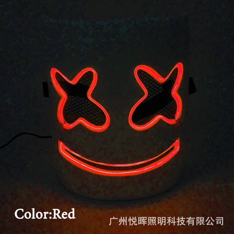 Baoda Electronic Music Festival Marshmallow Dj Headgear Cos Halloween Luminous Mask Led Luminous Marshmallow Headgear - Image 1