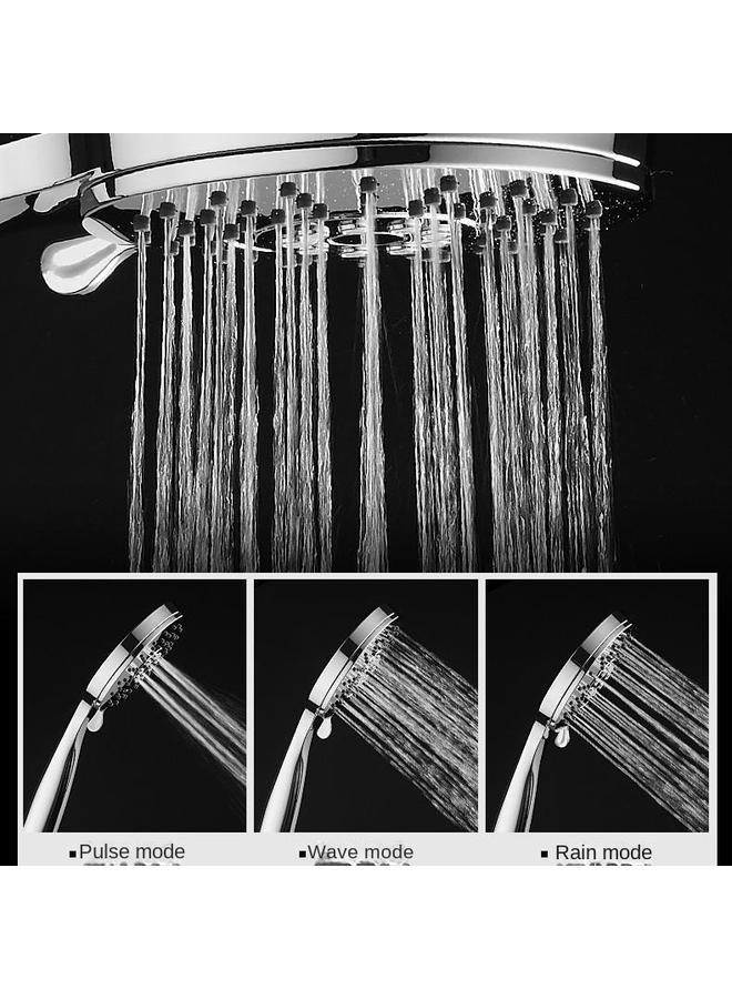 Bluejw Three-speed Double-sided Electroplating Air Injection Pressurized Shower Head ABS Pressurized Hand-held Top Spray Shower Suit - Image 4