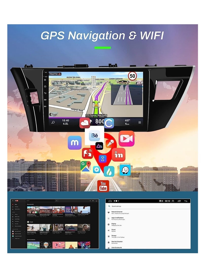 Android Car Stereo for Toyota Corolla 2014 2015 2016 4GB RAM 64GB ROM MirrorLink WiFi BT, 10 Inch IPS Touch Screen with Backup Camera Included (4+64G With Apple Carplay) - Image 3