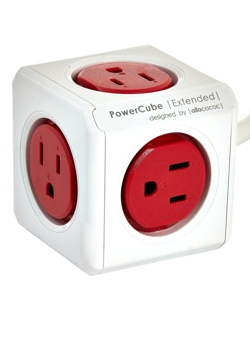 Allocacoc Allocacoc Universal Powercube 3m Extension Cord with USB Port, Red  - Image 1