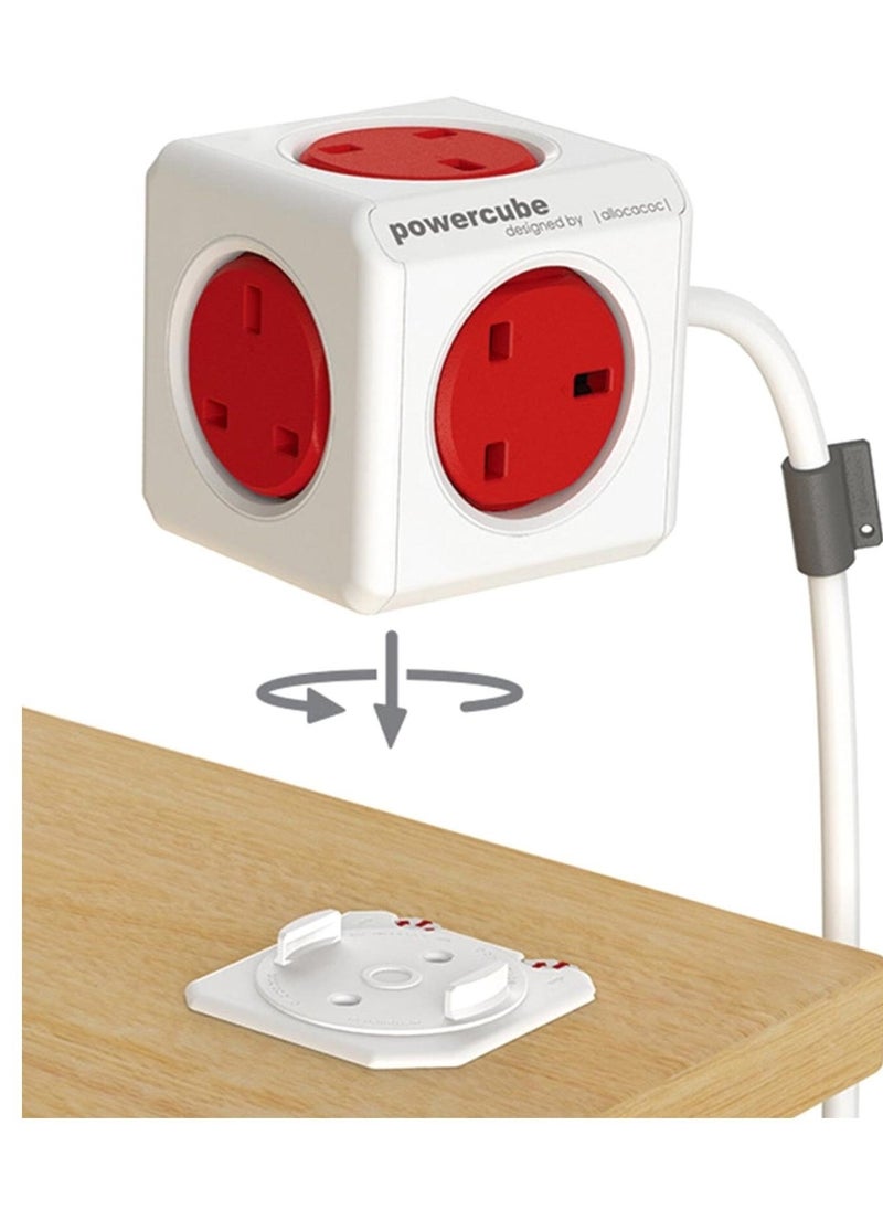 Allocacoc Allocacoc Universal Powercube 3m Extension Cord with USB Port, Red  - Image 2