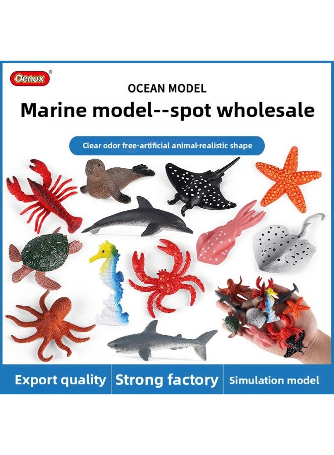 Simulation Mini Marine Animal Toy Seahorse Dolphin Crab Shark Starfish Turtle Lobster Sand Table Model-Color:【TBS050】 Small Ocean 12 Suit - Image 2