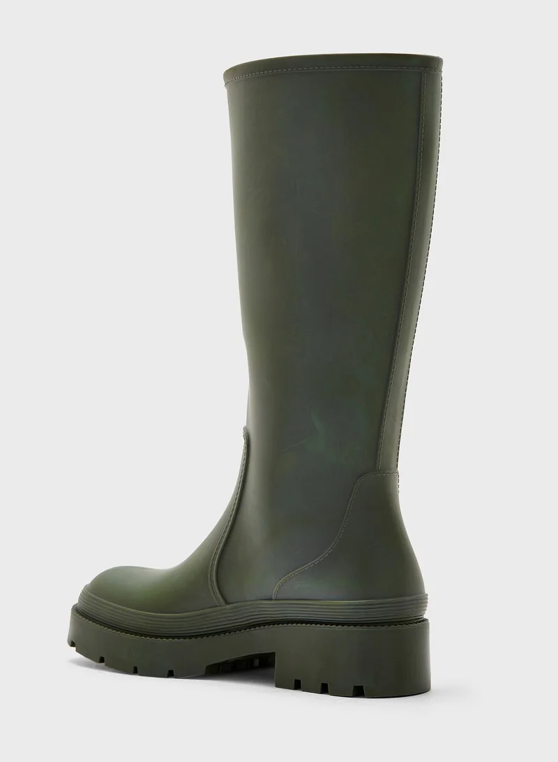 Truffle Chunky Rubberised Rain Boots