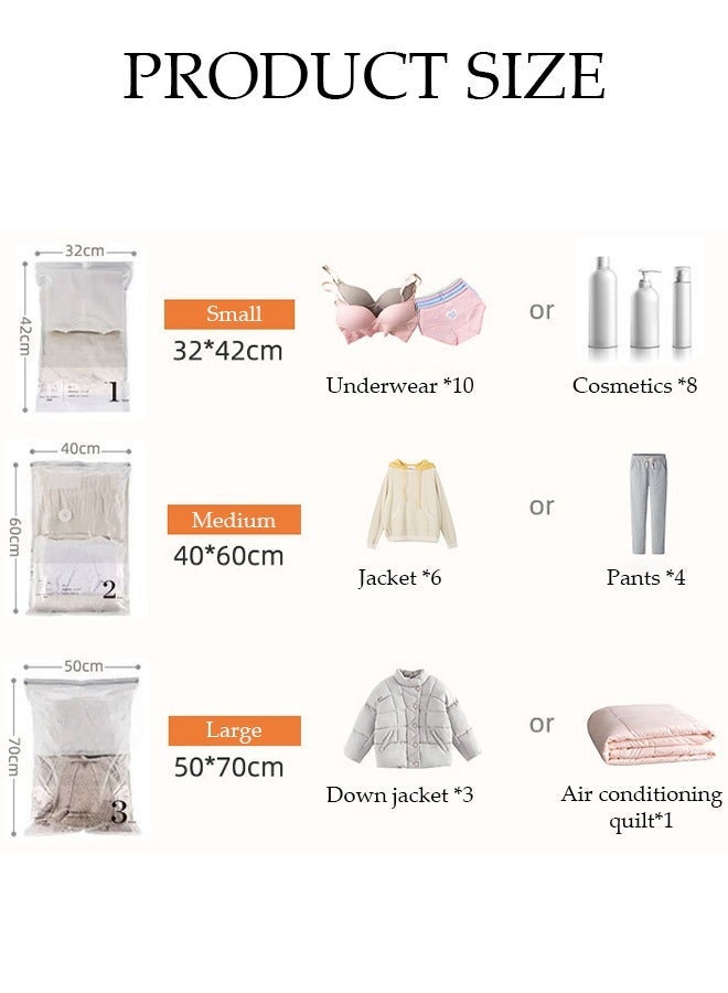 DUNISO Vacuum Storage Bags- Pack of 6 (2 Large + 2 Medium + 2 Small) Reusable Compression Bags Space Saver for Packing, Clothes, Comforters , Blankets, No Pump Needed - Image 4