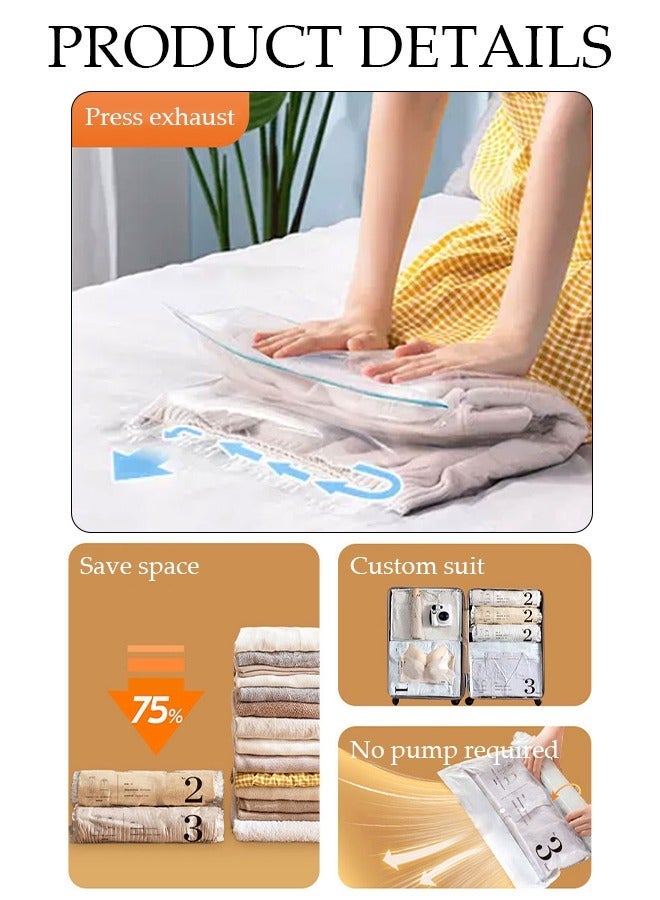 DUNISO Vacuum Storage Bags- Pack of 6 (2 Large + 2 Medium + 2 Small) Reusable Compression Bags Space Saver for Packing, Clothes, Comforters , Blankets, No Pump Needed - Image 3