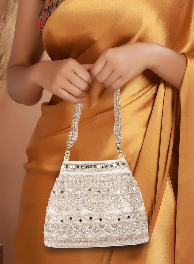 PLANX Velvet Stylish Embroidery Unique Design Traditional Wedding Party Handheld Potli Bag For Women - Image 2