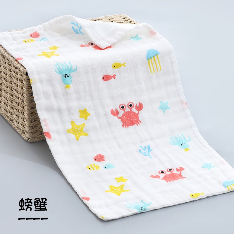 Kids Cotton Muslin Towels Six-Layer for Face and Hands Crab 