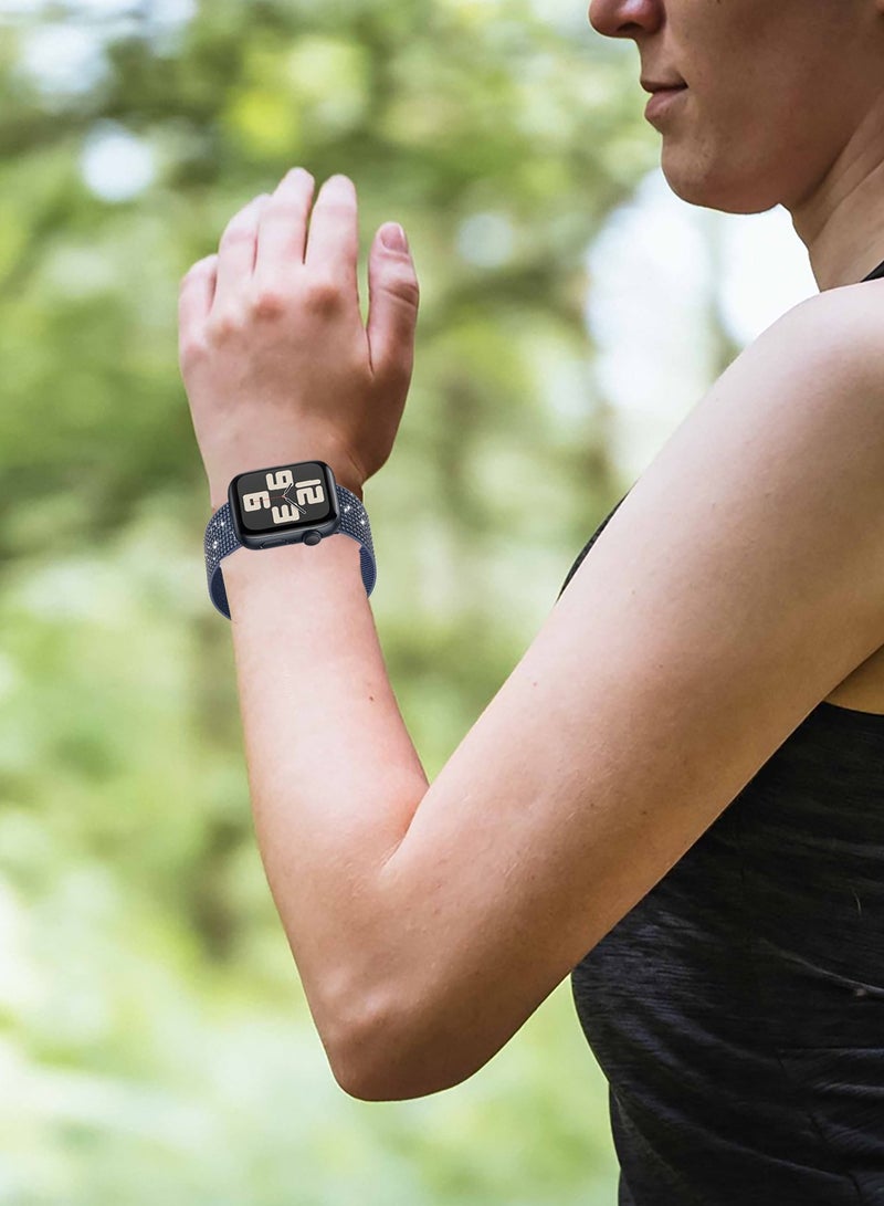 CATANES 38mm/40mm/41mm/42mm(Series 10) Strap Band for Apple Watch Series 1-9, SE & Ultra - Rhinestone Sparkle Watch Band - Dark Blue - Image 2