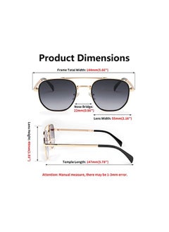FEISEDY Women Men Square Pilot Sunglasses Gradient Lens Retro Small Metal Shades B2953  - Image 4