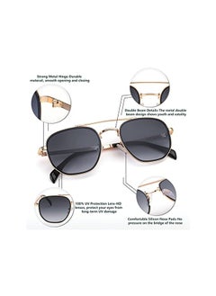 FEISEDY Women Men Square Pilot Sunglasses Gradient Lens Retro Small Metal Shades B2953  - Image 3