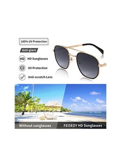 FEISEDY Women Men Square Pilot Sunglasses Gradient Lens Retro Small Metal Shades B2953  - Image 5
