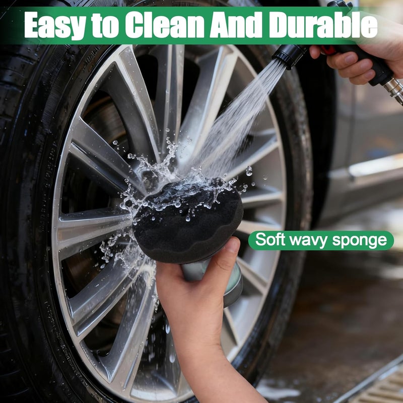 Dexspoeny أداة تطبيق ملمع الإطارات Flow Tire Shine، أداة قابلة لإعادة الاستخدام لتزيين إطارات السيارات والشاحنات، وسادة تطبيق ملمع الإطارات بدون قطرات وبدون خطوط، وسادة إسفنجية رغوية لتفاصيل السيارة مناسبة لجميع أنواع ملمعات وجلات الإطارات (اللون الأسود + الأخضر) - Image 3