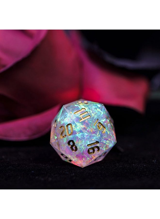 Sharp Edges Dnd Dice 7 Pcs D&D Dice Handcrafted Polyhedral Dice Set For Role Playing Game Mtg Pathfinder (Clear Rainbow Film/W)