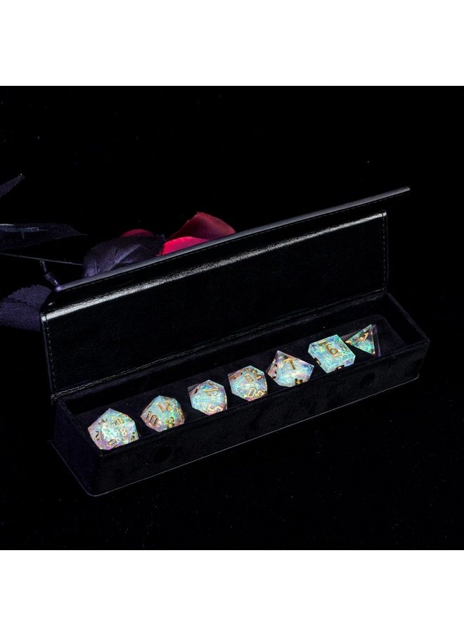 cusdie Sharp Edges Dnd Dice 7 Pcs D&D Dice Handcrafted Polyhedral Dice Set For Role Playing Game Mtg Pathfinder (Clear Rainbow Film/W)  - Image 3