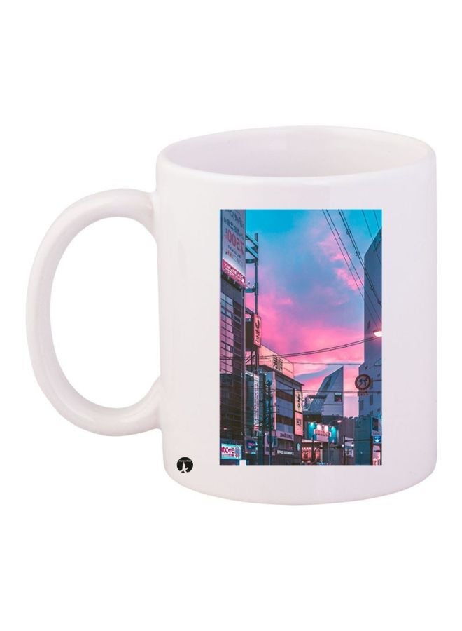 Printed Coffee Mug White/Black/Pink 11ounce
