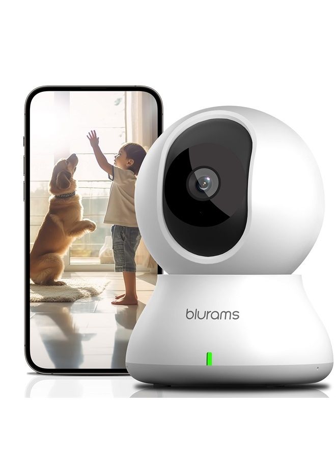 Blurams Security Camera, 2K Indoor Camera 360-degree Pet Camera for Home Security w/Motion Tracking, Phone App, 2-Way Audio, IR Night Vision, Siren, Works with Alexa & Google Assistant - Image 1