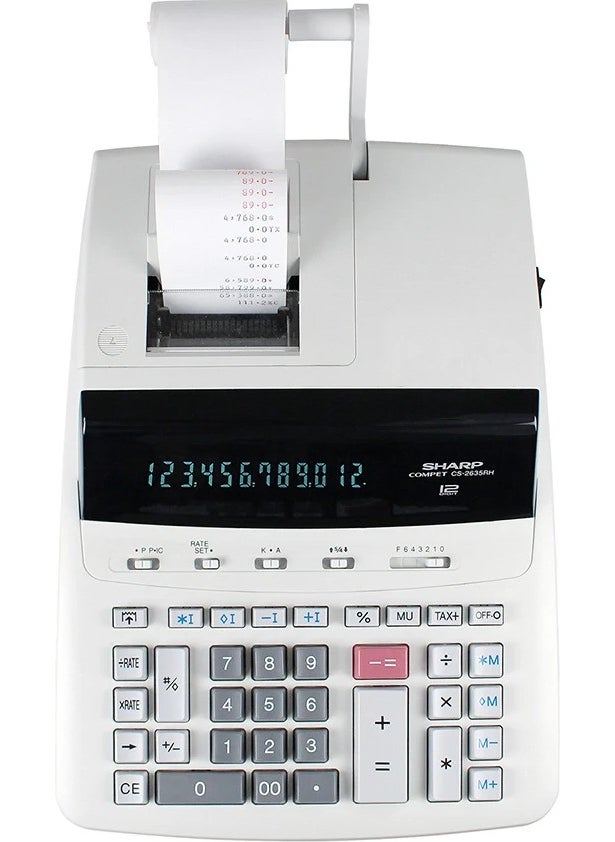 SHARP - CS 2635RHGY 12 Digit Strip Calculator - Image 1
