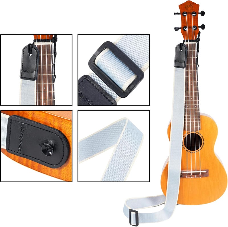 CLOUDMUSIC Ukulele Strap Tenor Concert Soprano Baritone Coloful Hawaii Floral Patterns For Adult Size Kids(Sky Blue) - Image 2