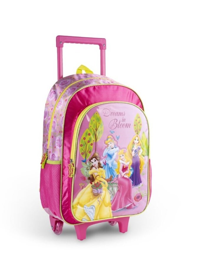 Disney Princess - Disney Princess 5in1 Trolley School Bag Girls Backpack Gift Water Resistant Disney Princess Backpack for School (Pink) - Image 1