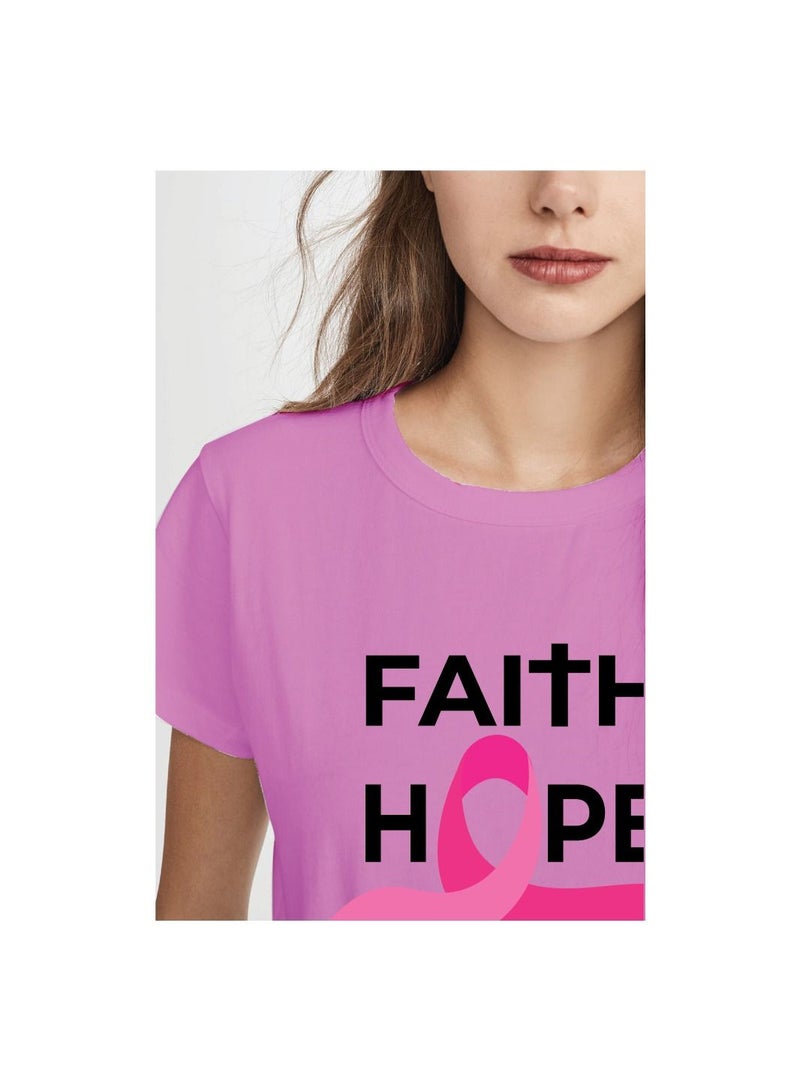 PRINTSHOP4ME October month BreastCancer Awareness Round Neck Short Sleeve T-shirt Unisx  - Image 3
