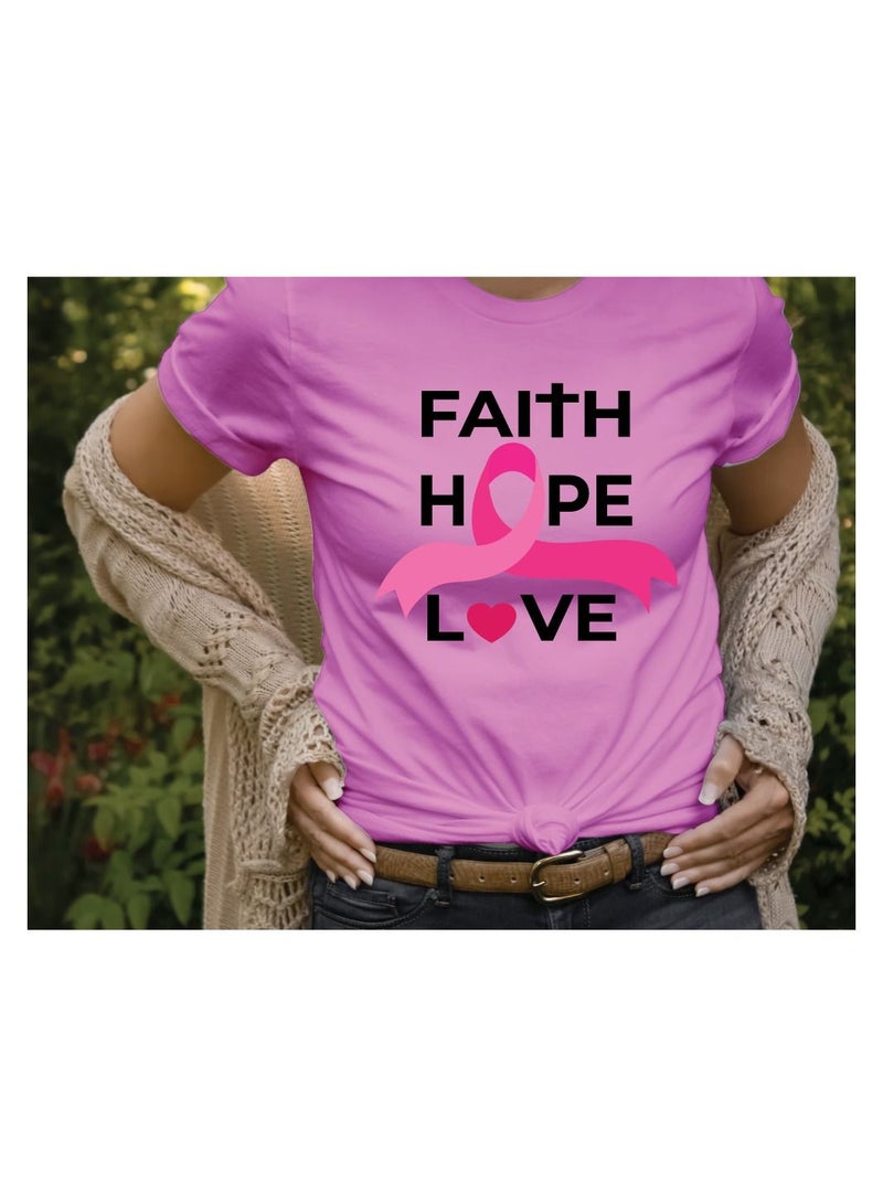 PRINTSHOP4ME October month BreastCancer Awareness Round Neck Short Sleeve T-shirt Unisx  - Image 2