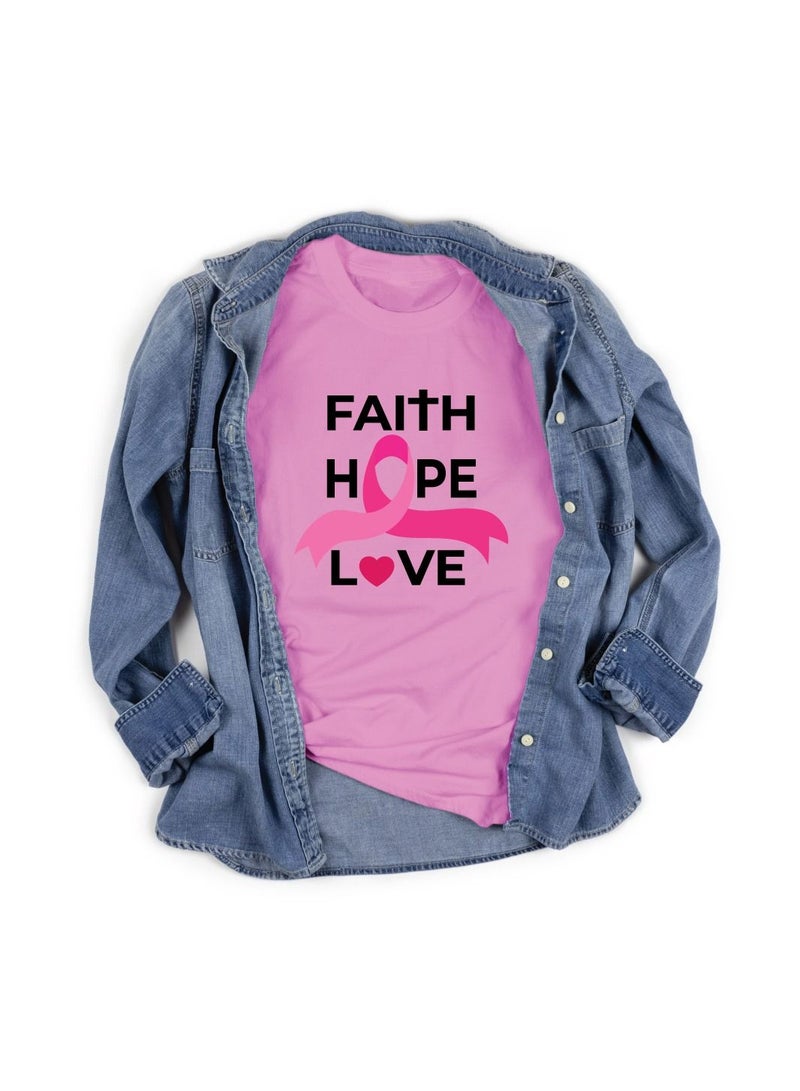PRINTSHOP4ME October month BreastCancer Awareness Round Neck Short Sleeve T-shirt Unisx  - Image 4