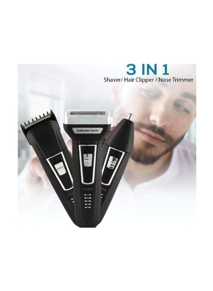 YOKO Yoko 3 in 1 Electric Razor Men Beard Trimmer Rechargeable Waterproof Shaver Professional Cordless Hair Clippers Nose Hair Trimmer Grooming Set  - Image 2