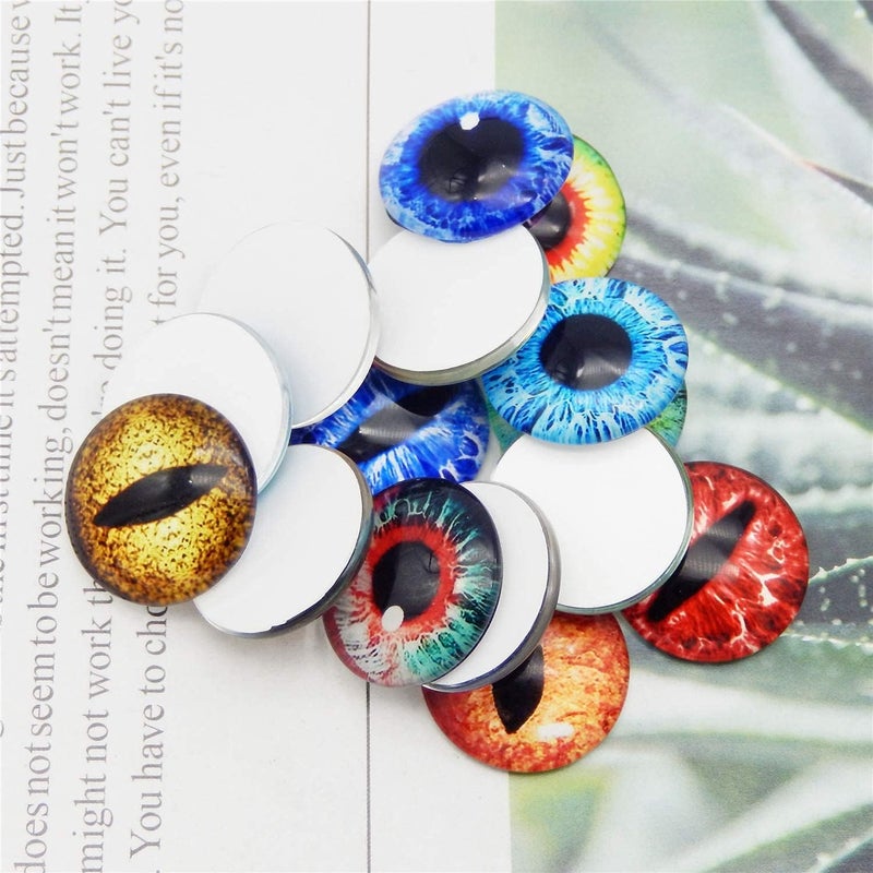 Julie Wang 18MM 40PCS Dragon Eyes Glass Cabochon for Clay Sculptures Making Props Craft Jewelry DIY Findings 0.71inches - Image 4