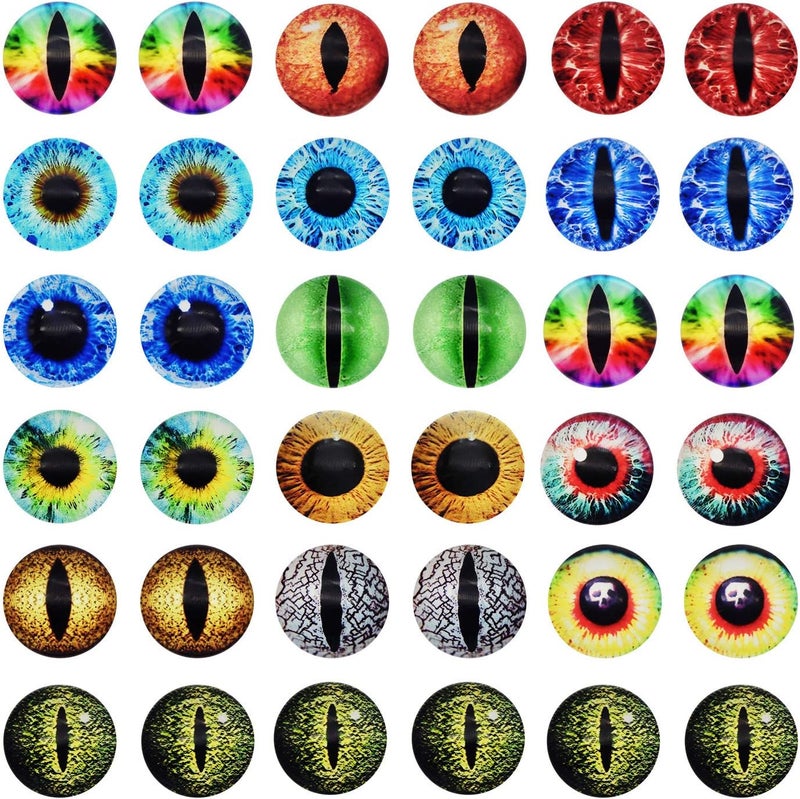 Julie Wang 18MM 40PCS Dragon Eyes Glass Cabochon for Clay Sculptures Making Props Craft Jewelry DIY Findings 0.71inches - Image 1