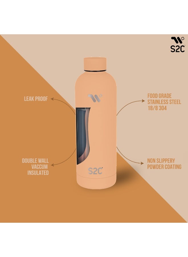 S2C Water Bottle Stainless Steel 750Ml - Double Wall Insulated Water Bottles For Hot Water Gym Bottle Stainless Steel Water Bottle For Kids School Flask Bottle Hot Water Bottle (Peach, 750Ml) - Image 2