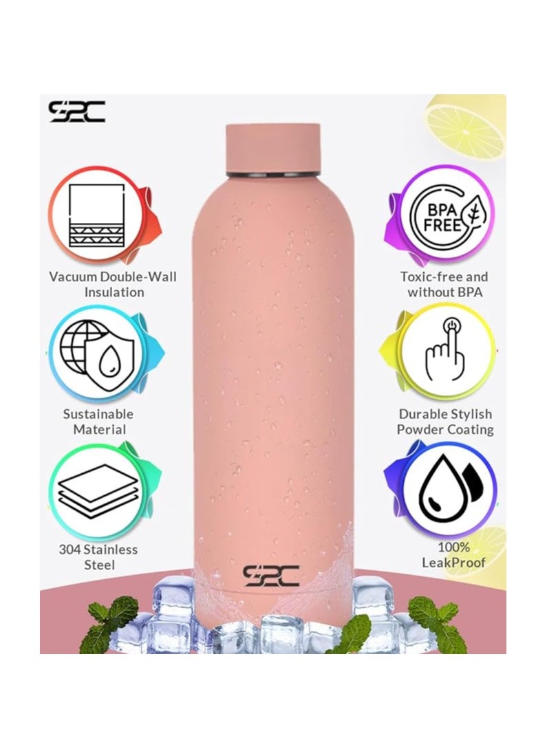 S2C Water Bottle Stainless Steel 750Ml - Double Wall Insulated Water Bottles For Hot Water Gym Bottle Stainless Steel Water Bottle For Kids School Flask Bottle Hot Water Bottle (Peach, 750Ml)  - Image 2