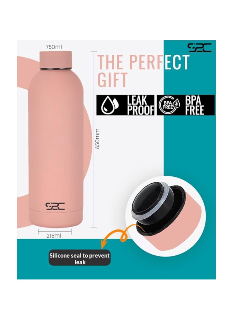 S2C Water Bottle Stainless Steel 750Ml - Double Wall Insulated Water Bottles For Hot Water Gym Bottle Stainless Steel Water Bottle For Kids School Flask Bottle Hot Water Bottle (Peach, 750Ml)  - Image 4