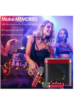 YS Bluetooth Speaker System with 2 Wireless Microphones  with USB for Family Parties Weddings Picnics Outdoor/Indoor (Red)  - Image 3