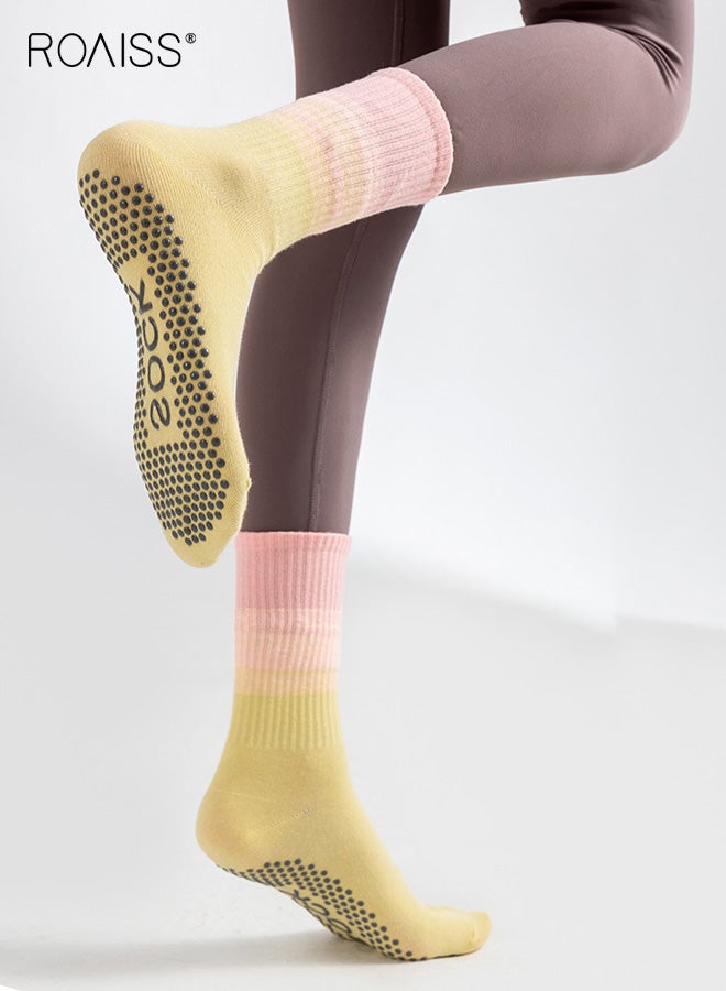 roaiss Women's 5 Pairs Anti-Slip Breathable Pilates Socks for Women Set of 5 Gradient Color Non Slip Grip Socks, Designed for Yoga Barre Hospital Use Barefoot Activities Arch Support Comfort - Image 3