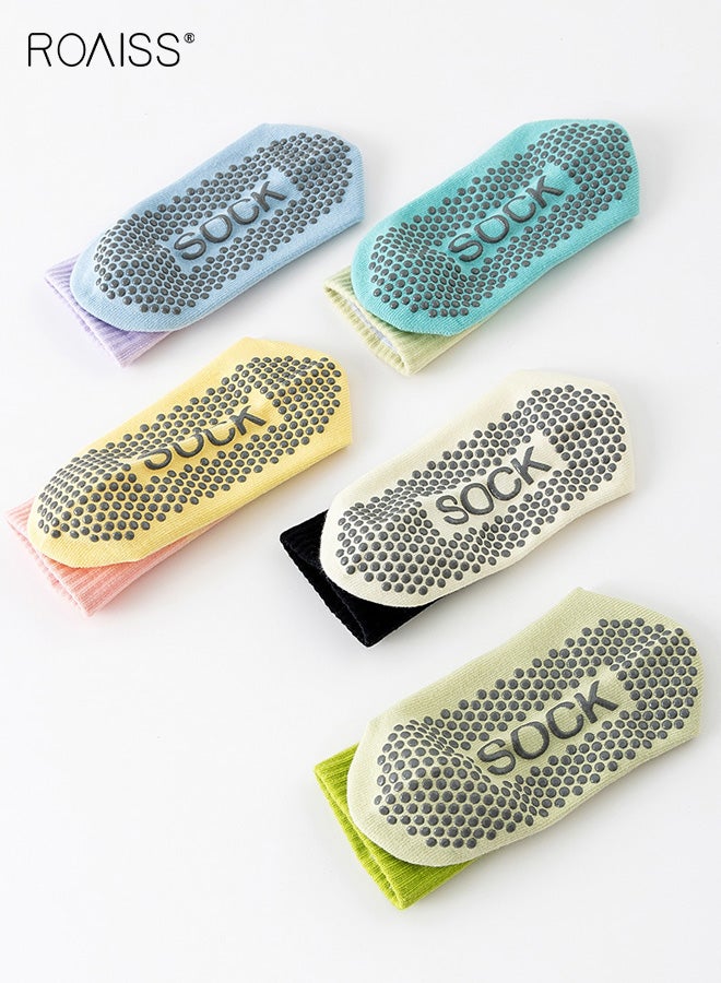 roaiss Women's 5 Pairs Anti-Slip Breathable Pilates Socks for Women Set of 5 Gradient Color Non Slip Grip Socks, Designed for Yoga Barre Hospital Use Barefoot Activities Arch Support Comfort - Image 4