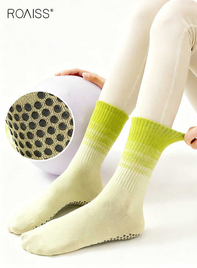 roaiss Women's 5 Pairs Anti-Slip Breathable Pilates Socks for Women Set of 5 Gradient Color Non Slip Grip Socks, Designed for Yoga Barre Hospital Use Barefoot Activities Arch Support Comfort - Image 2