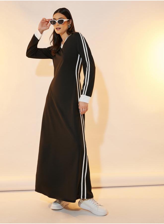 V Neck Side Stripe Taping Detail T-Shirt Maxi Dress - pzsku/Z7D304E7F3751A08F215FZ/45/_/1738245888/eb6e38db-58fe-4de6-a905-2531e043c3a9