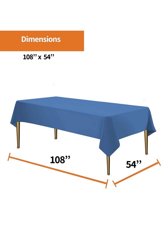 Party Dimensions Blue Disposable Plastic Tablecloth for Rectangle Tables (12 Pack) Premium Decorative Table Cloths for Parties, Events & Weddings, Indoors & Outdoors, 54 x 108 inches, Plastic Table Cover - Image 2