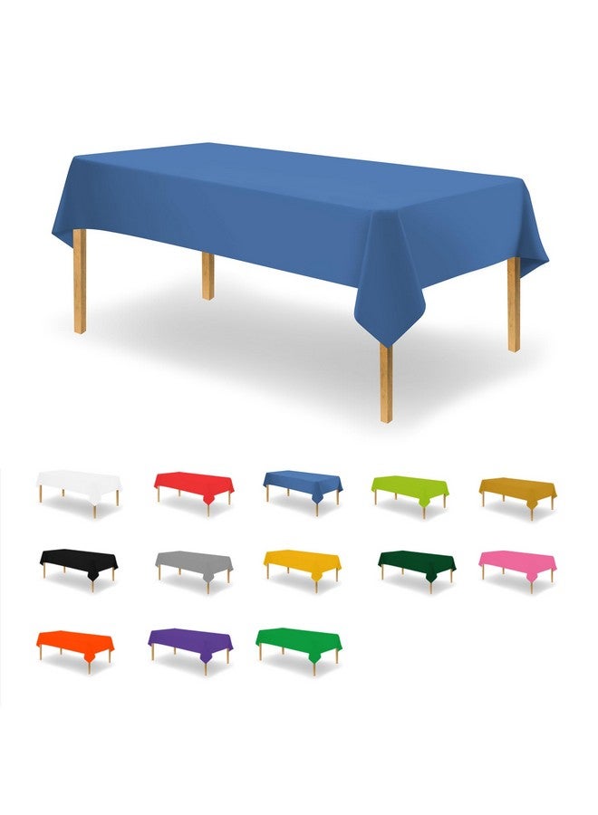 Party Dimensions Blue Disposable Plastic Tablecloth for Rectangle Tables (12 Pack) Premium Decorative Table Cloths for Parties, Events & Weddings, Indoors & Outdoors, 54 x 108 inches, Plastic Table Cover - Image 1