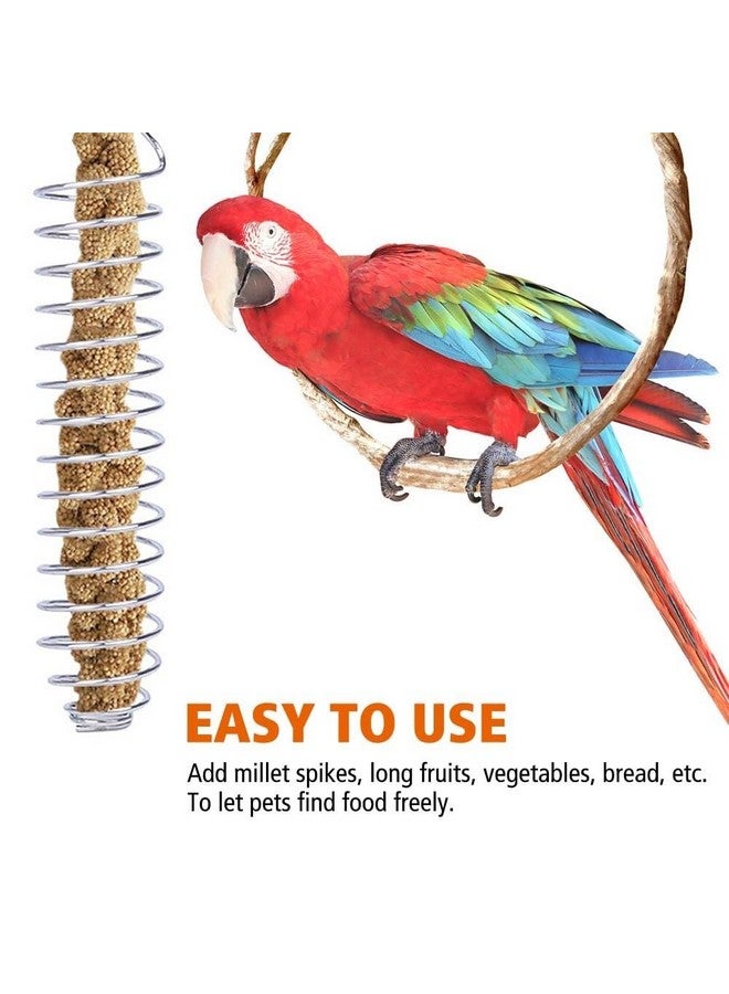 MiOYOOW 2PCS Bird Food Holders, Stainless Steel Parrot Feeder Basket Bite Resistant Bird Fruit Vegetable Skewer for Parrot Finch Canary Cockatoo  - Image 5