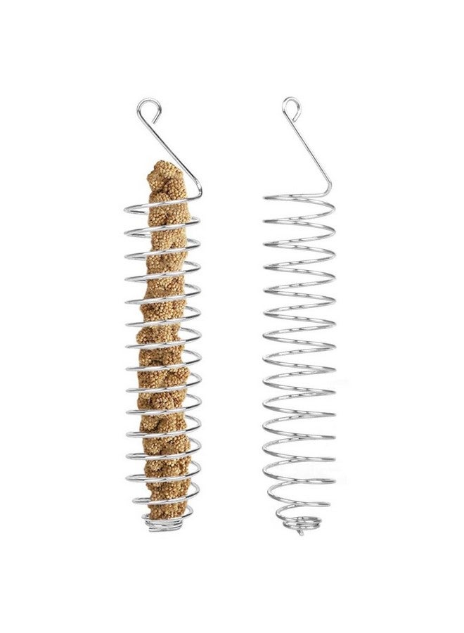 MiOYOOW 2PCS Bird Food Holders, Stainless Steel Parrot Feeder Basket Bite Resistant Bird Fruit Vegetable Skewer for Parrot Finch Canary Cockatoo  - Image 1