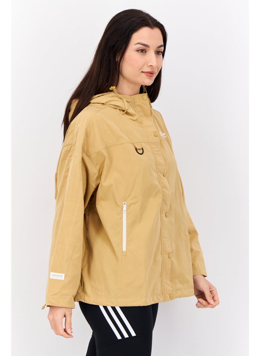 adidas Originals - Women Sportswear Fit Embroidered Logo Outdoor Jacket, Khaki - Image 1