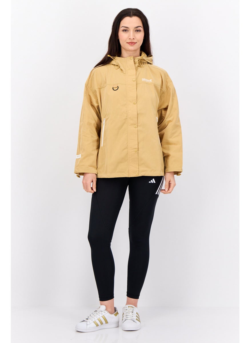 adidas Originals - Women Sportswear Fit Embroidered Logo Outdoor Jacket, Khaki - Image 1